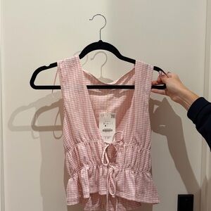 Zara Pink Sleeveless Button Down Top